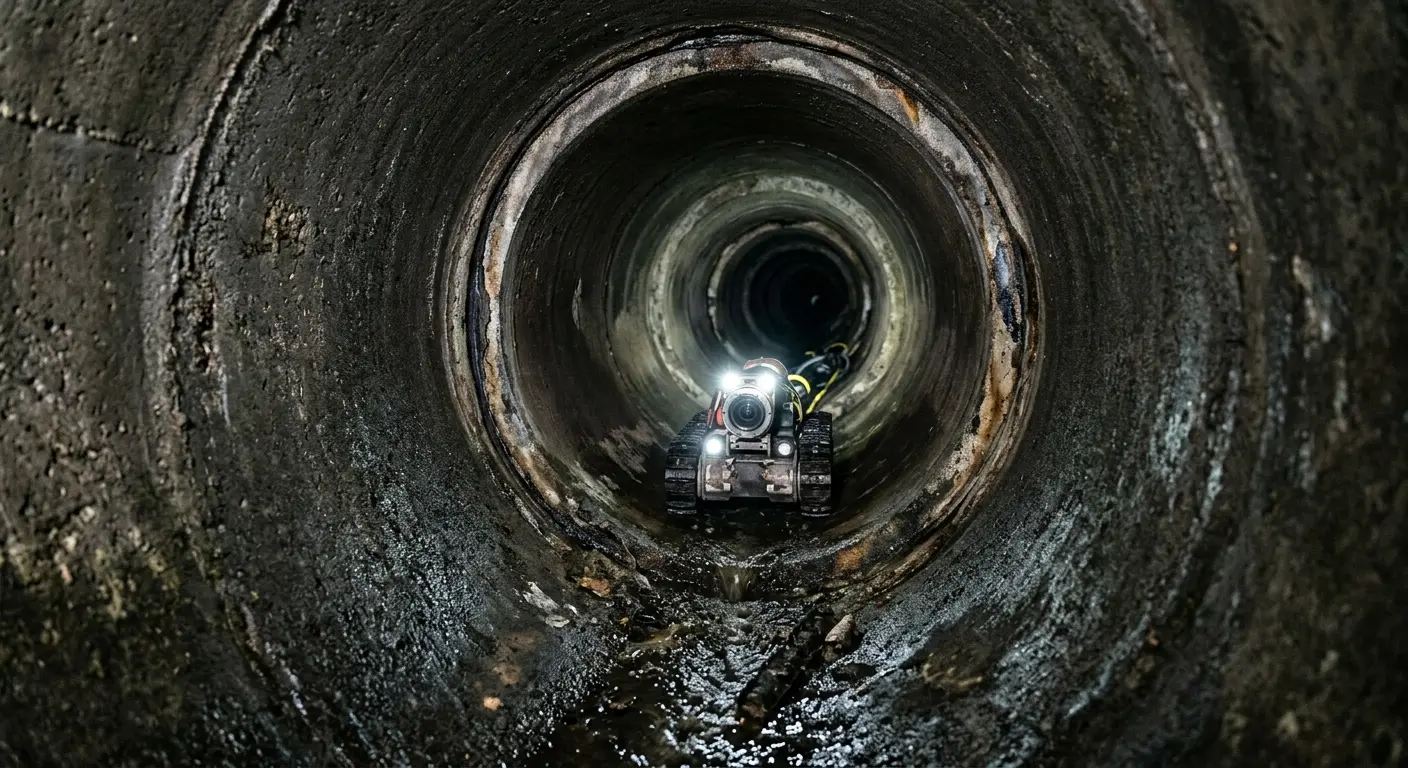 Robotic sewer camera inspecting pipe interior for Sewer Line Cleaning in Elk Grove